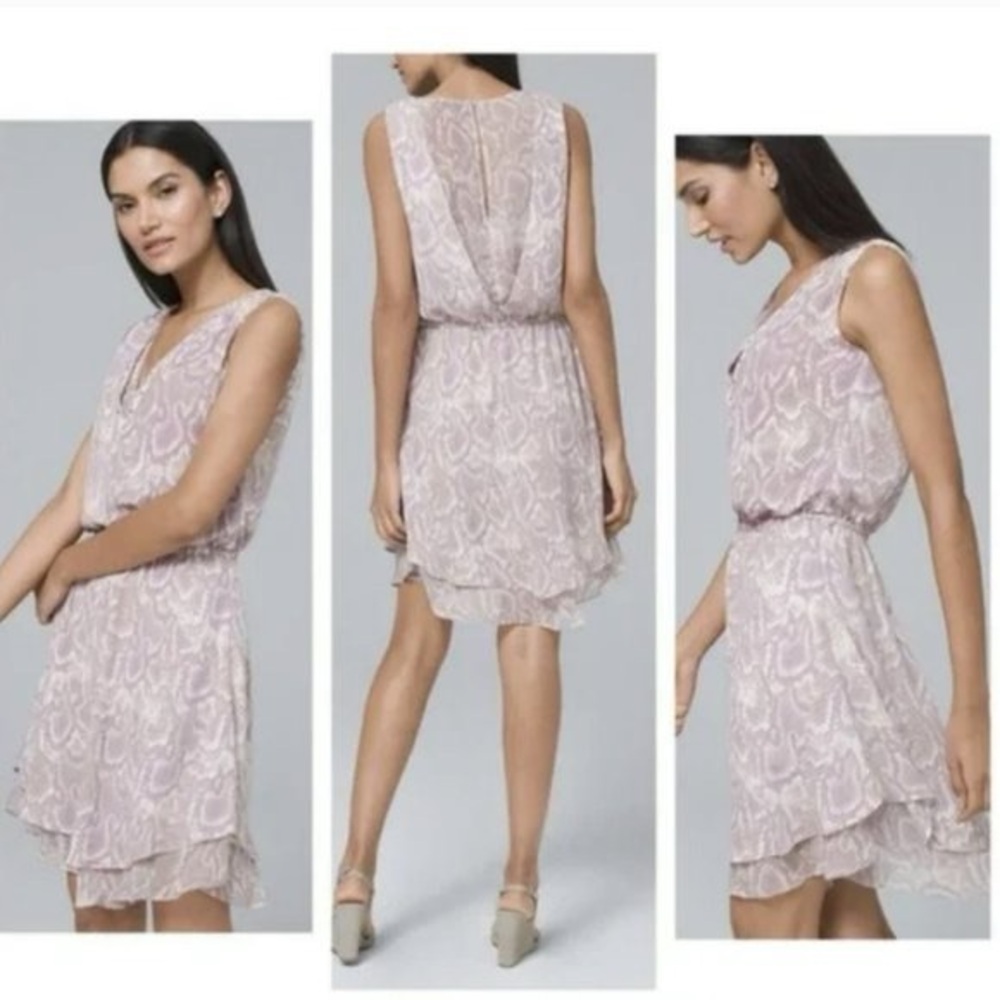 WHBM Snakeskin Print V-Neck Mini Dress Size 14